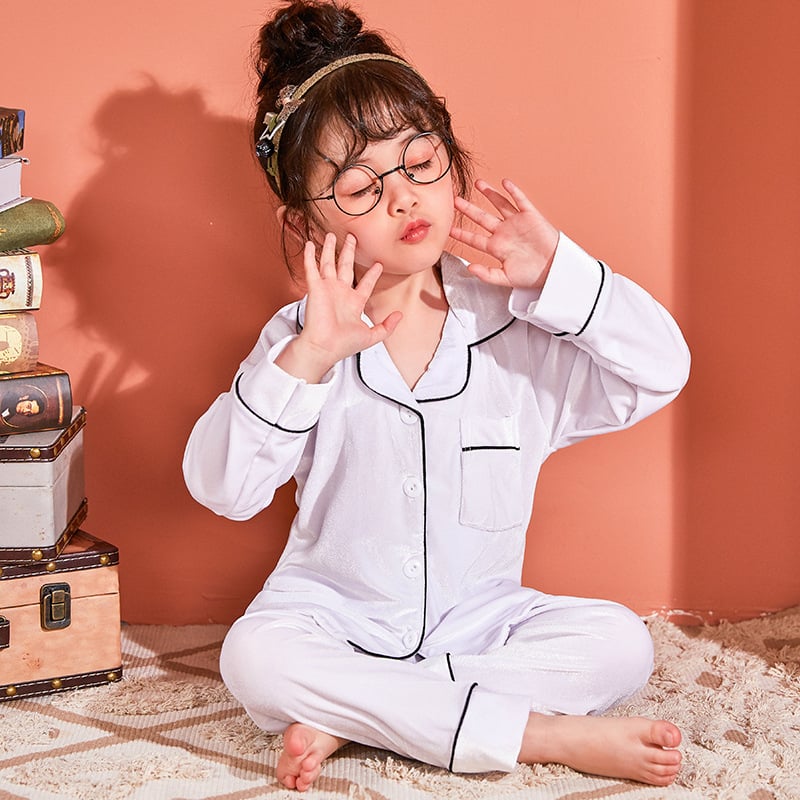 Gold Velvet Pajamas Set for Kids
